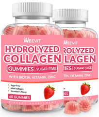 Weevit Sugar Free Collagen Gummies bottle for daily beauty support and convenient use.