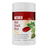 Weider Red Yeast Rice Plus bottle with label for cardiovascular support.