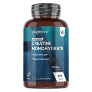 WeightWorld micronized creatine tablets 3000mg bottle front for daily strength support