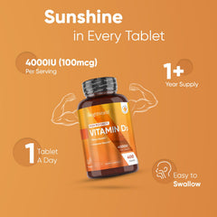 WeightWorld Vitamin D3 4000IU tablets on a sunny scene for daily bone support.