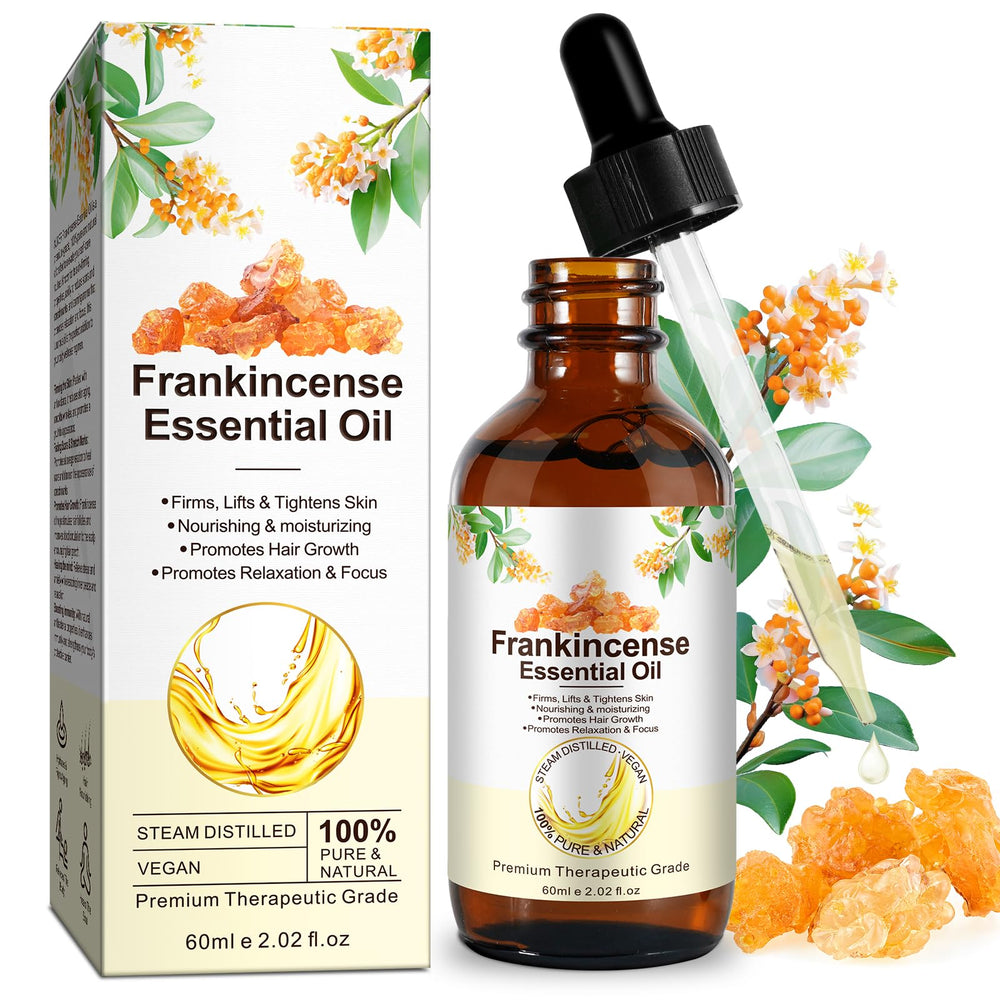 WeiWeiLa Pure Frankincense bottle, 60ml glass for skincare and aromatherapy.