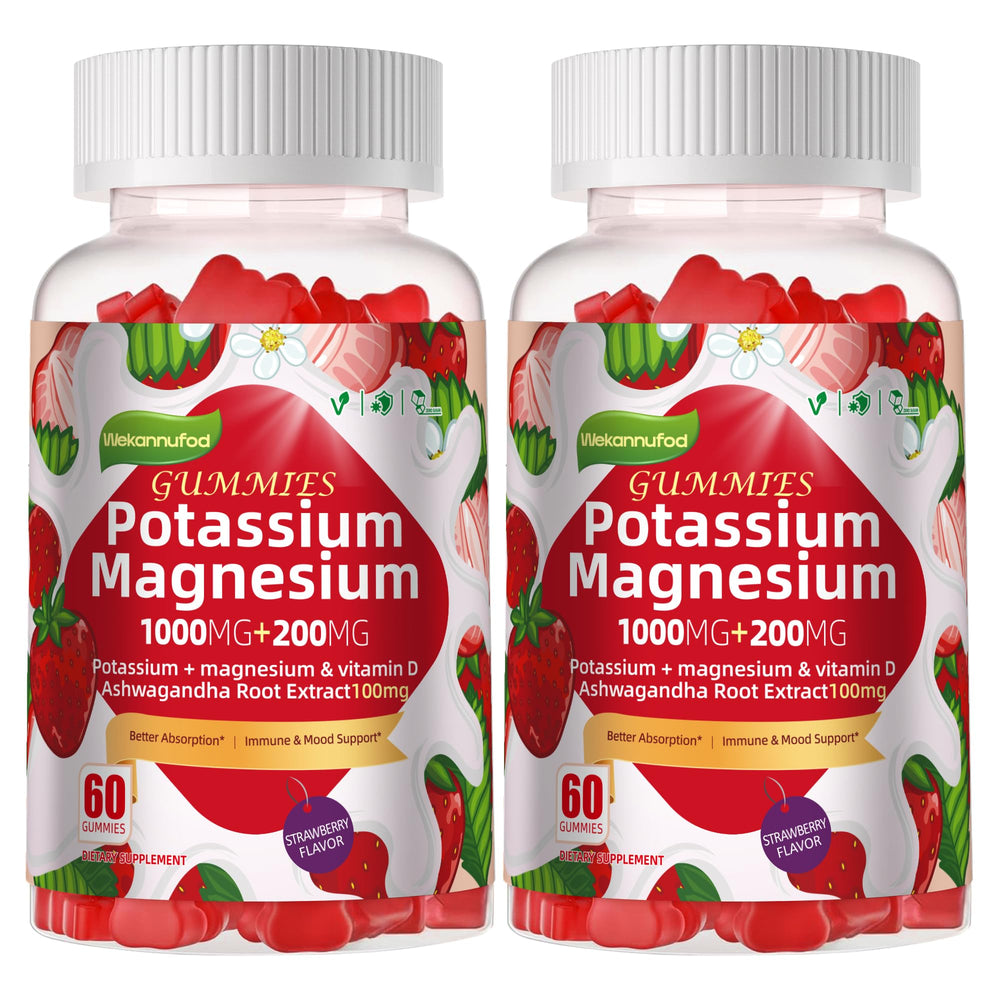Wekannufod Potassium Magnesium Gummies bottle with strawberry flavor for daily electrolyte support