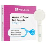 WelCheck vaginal pH test strip packaging for hygienic single-use home testing.