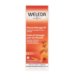 Weleda Arnica Muscle Massage Oil ingredients highlight olive and sunflower oils with natural arnica benefits.