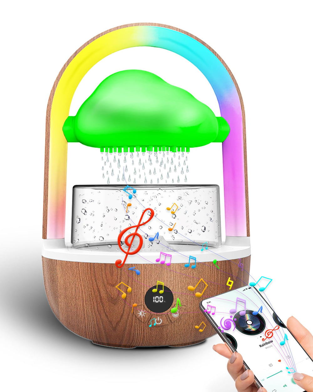 Weljoy Aromatherapy Diffuser with rainbow light creating a calming desktop ambience