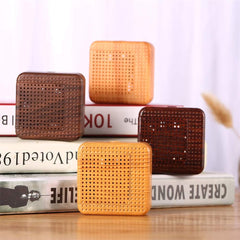 Weljoy wood grain diffuser closeup highlighting dark brown finish and material quality