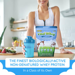Well Wisdom Vital Whey tub front showing convenient packaging
