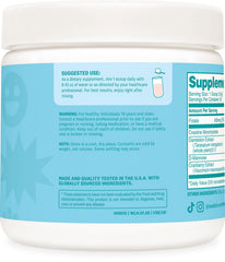 Etiqueta de Wellah Creatina con ingredientes naturales y pruebas de calidad.