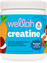 Wellah Creatine Blue Hawaii bottle with tropical flavor for daily use