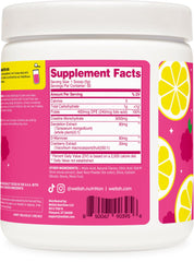 Wellah Creatine for Women Raspberry Lemonade label and quality facility icons