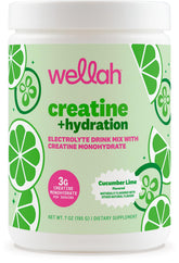 Wellah Creatine + Hydration cucumber-lime bottle offers refreshing energy support for workouts