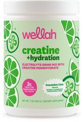 Wellah Creatine + Hydration cucumber-lime bottle offers refreshing energy support for workouts