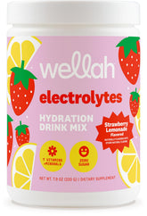 Wellah Electrolytes Powder Strawberry Lemonade tub for daily hydration