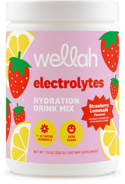 Wellah Electrolytes Powder Strawberry Lemonade tub for daily hydration