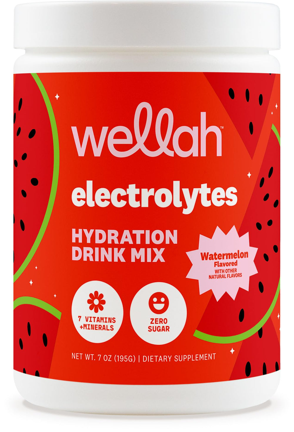 Wellah Electrolytes Powder Watermelon front packaging for quick hydration.