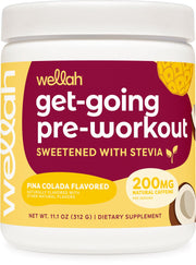 Wellah Get-Going pina colada bottle ready to fuel workouts.