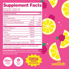Wellah Get-Going pre-workout glass pouring to highlight Raspberry Lemonade flavor and mix