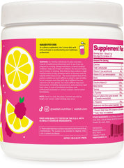 Wellah Get-Going pre-workout scoop closeup showing powder texture and mixing ease