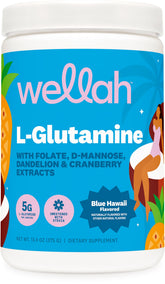 Wellah L-Glutamine Blue Hawaii bottle for easy daily supplementation