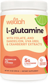 Wellah L-Glutamine Watermelon Lime bottle with label for daily use.