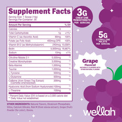 Wellah grape pre-workout mixed in glass for sustained focus and stamina.