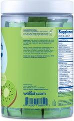 Wellah Splish Splash dissolving in water, vibrant strawberry kiwi color.