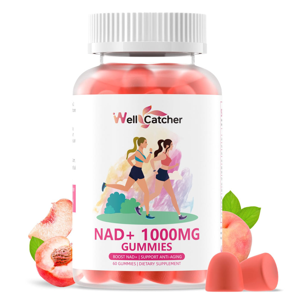 Wellcatcher NAD+ Plus peach gummies pack for daily energy support