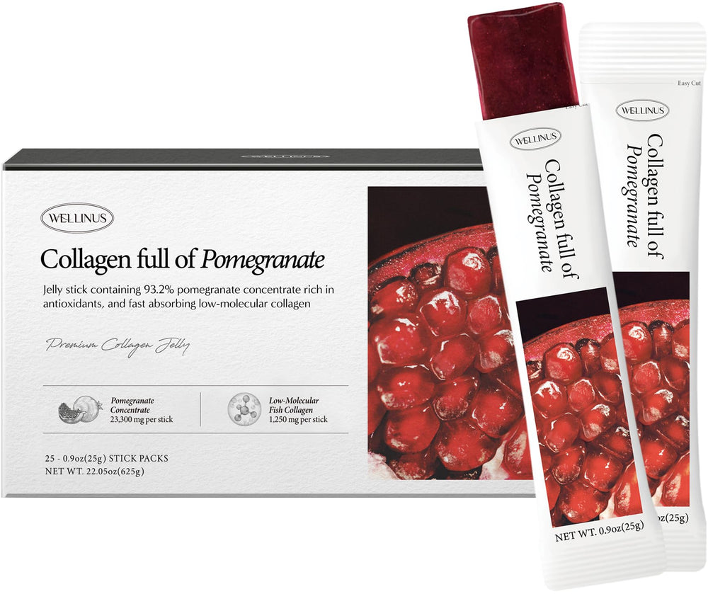 WELLINUS jelly sticks in pomegranate flavor for a quick skin-supporting snack on the go.