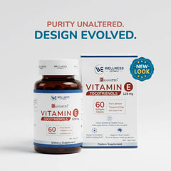 WELLNESS EXTRACT Eannatto Tocotrienols packaging transition with bottles or blisters.