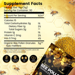 WellnessLabsRx Bee Pollen Granules spoon ready for daily serving to boost nutrition