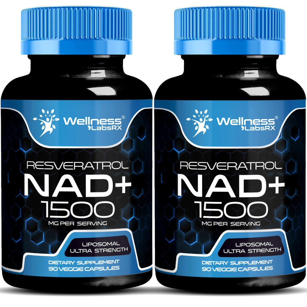 WELLNESS LABSRX liposomal NAD bottle front illustrating premium NAD+ support for daily vitality