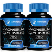 WELLNESS LABSRX magnesium glycinate 750mg bottle supports daily wellness and absorption.