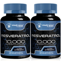 WELLNESS LABSRX Resveratrol bottle on countertop for daily antioxidant support