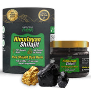 Wellness Nest Gold Shilajit resin jar close-up with 24k gold infusion for premium wellness