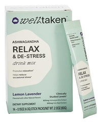 WellTaken Ashwagandha Relax lemon lavender powder stick ready to mix for calm relief