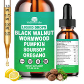 WellVeraVida liposomal wormwood bottle shows organic 9-in-1 blend for gut support.