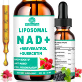 WellVeraVida NAD drops bottle label showcases liposomal delivery for enhanced absorption.