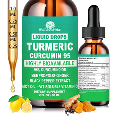 WellVeraVida Turmeric Drops bottle closeup for joint support and absorption