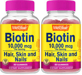WellYeah Biotin 10000 mcg gummies bottle display highlights easy daily use.
