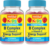 WellYeah Kids B-Complex gummies bottle with strawberry flavor for daily energy support