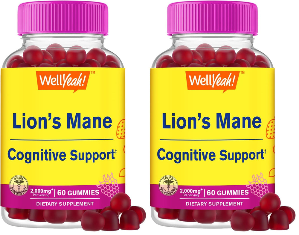 WellYeah Lions Mane Gummies bottle front with berry flavor label