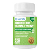 WELMATE Bifidobacterium bottle shows vegan probiotic packaging for daily gut support.