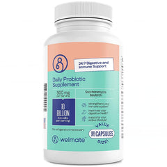 WELMATE daily probiotic bottle on shelf for daily gut balance.