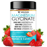 WelviuM magnesium glycinate gummies bottle with strawberry flavor for daily mineral support