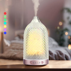 WENPHONE rose gold glass diffuser with rose-gold base for a calming bedroom ambiance.