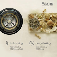 Westin White Tea diffuser control panel for easy timer and intensity settings.