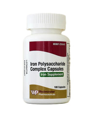Westminster Iron Polysaccharide Complex capsules in a bottle for easy daily use.