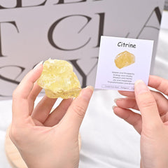 WHAL&YUNE Citrine rough stone close-up shows irregular facets for rustic charm.