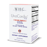 WHC UnoCardio X2 bottle with softgels for daily omega-3 support
