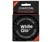 White Glo packaging shows charcoal powder for deep stain removal.
